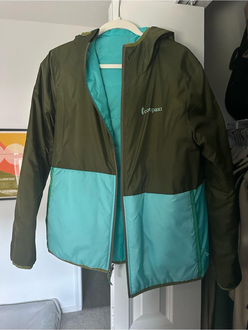 cotopaxi Olive Green Jacket with Teal Lining - Picture 9 of 12